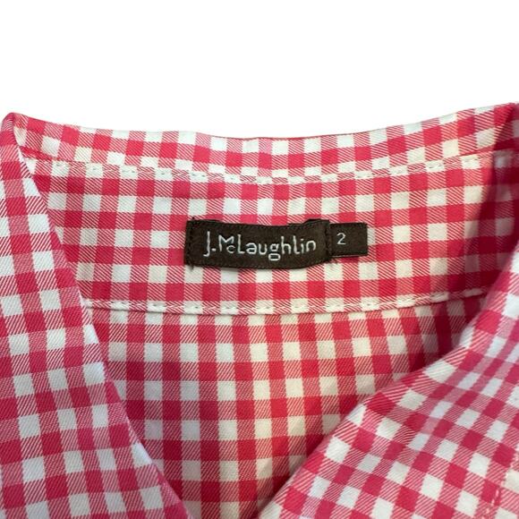 J McLaughlin Womens pink white gingham button down shirt Size 2 - Picture 4 of 6